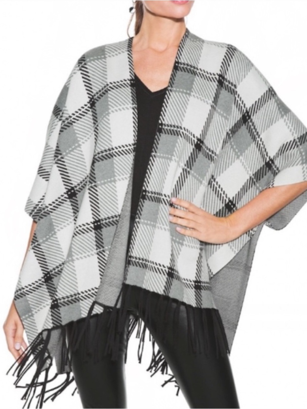 NWT WHBM Plaid Ruana